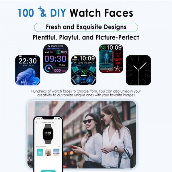 Smart ECG clock with blood sugar in 2024, 1.72 "glucose meter clock, smart watch for measuring uric acid, total cholesterol, body temperature, 24/7 blood pressure, Android iOS sleep
